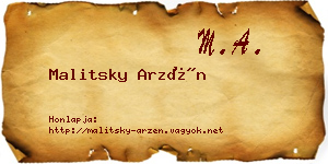 Malitsky Arzén névjegykártya